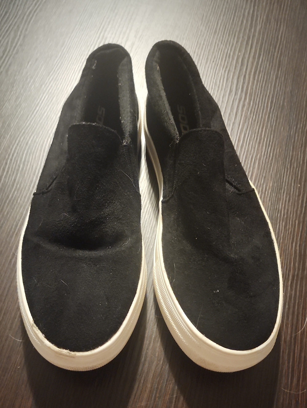Soda Black Slip-On Suede Loafers with White Sole